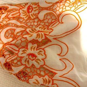 Anthropologie beautiful cotton/linen white and orange dress size Small